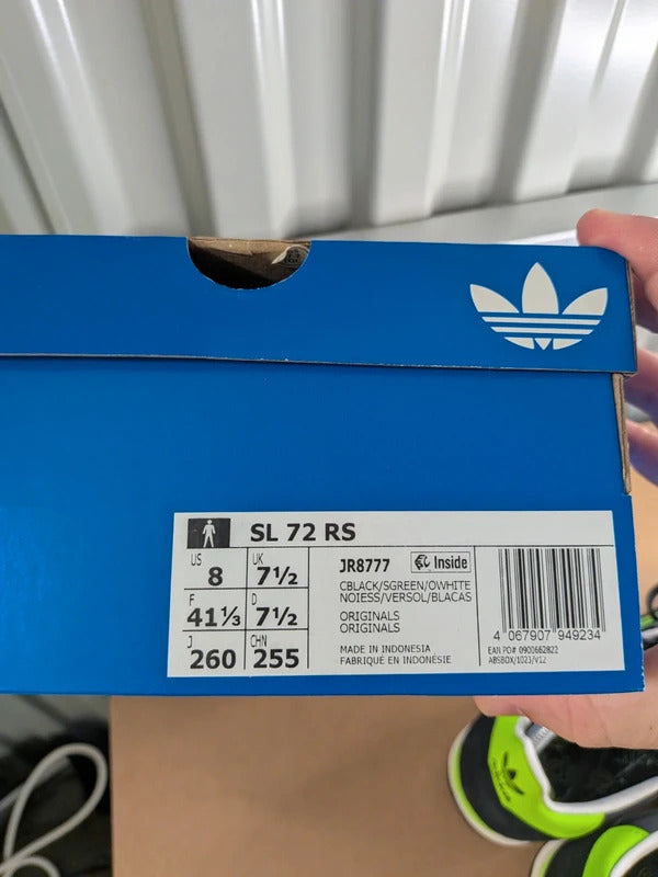 Adidas SL72 JR8777 Black Neon Green size 7.5