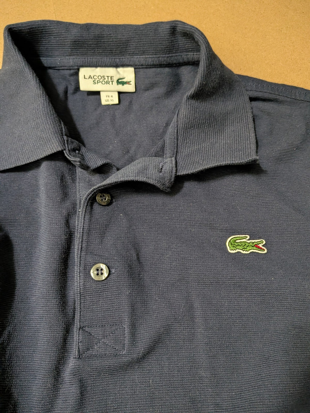 Lacoste Long Sleeved Polo Shirt Navy Size 6/ XL