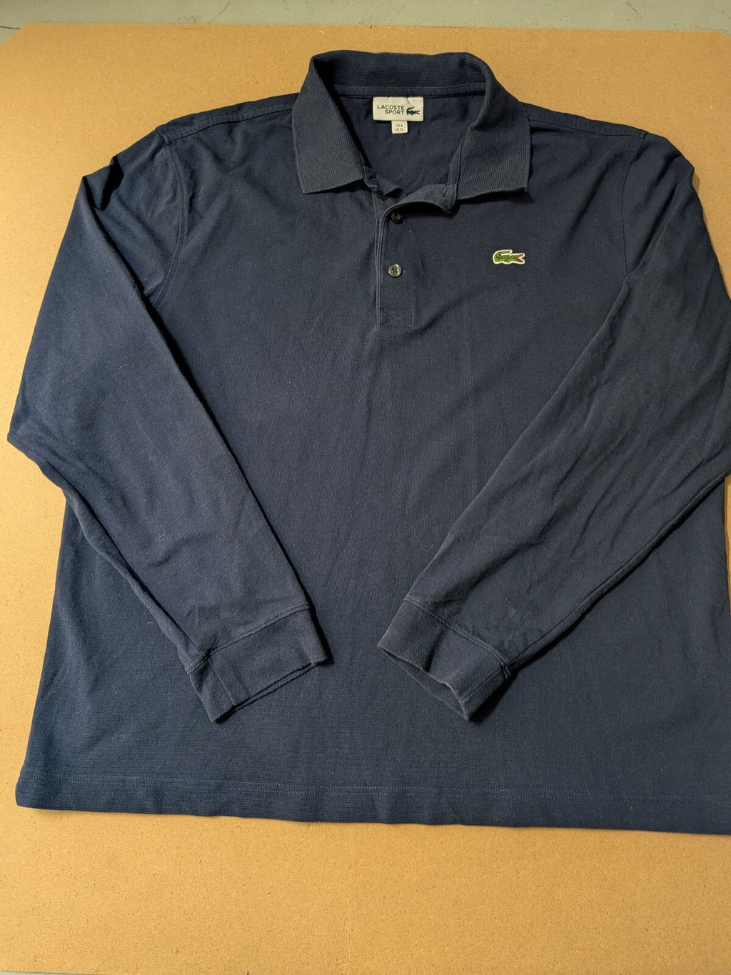 Lacoste Long Sleeved Polo Shirt Navy Size 6/ XL